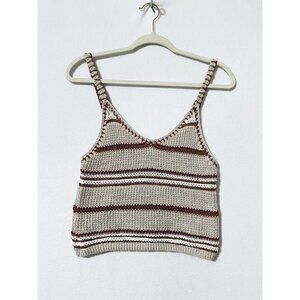 American Eagle AE Womens Medium Striped Cropped Tank Sweater Brown Boho